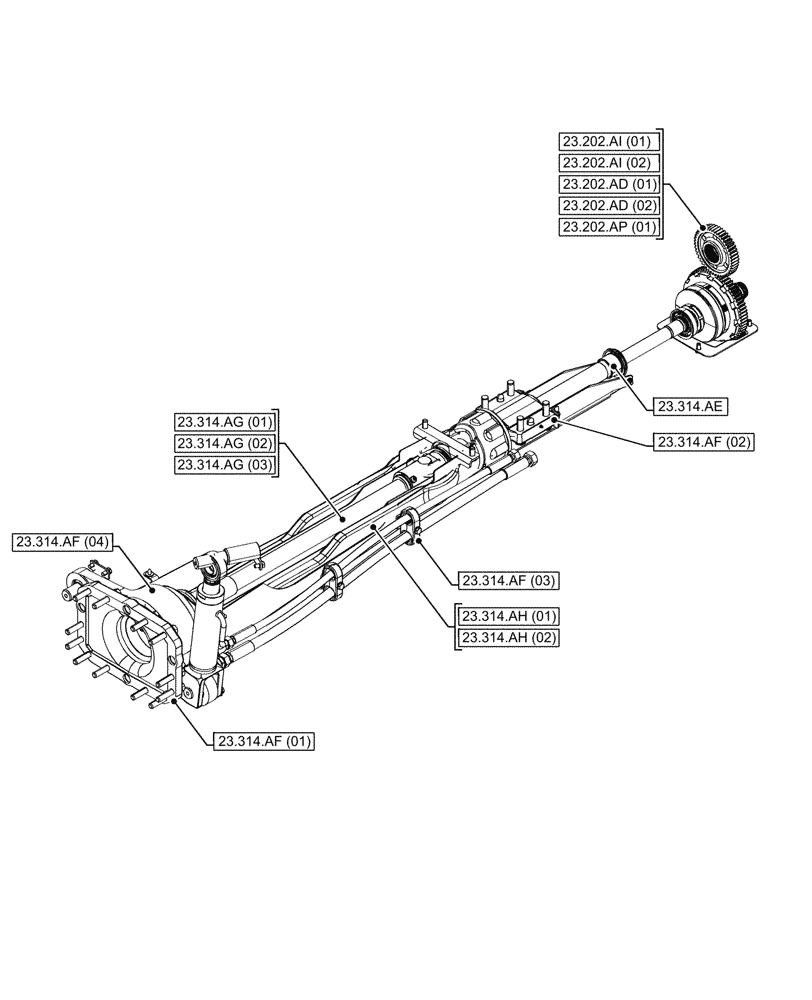Схема запчастей Case IH MAXXUM 145 - (00.000.23) - PICTORIAL INDEX - FOUR WHEEL DRIVE SYSTEM (00) - GENERAL & PICTORIAL INDEX
