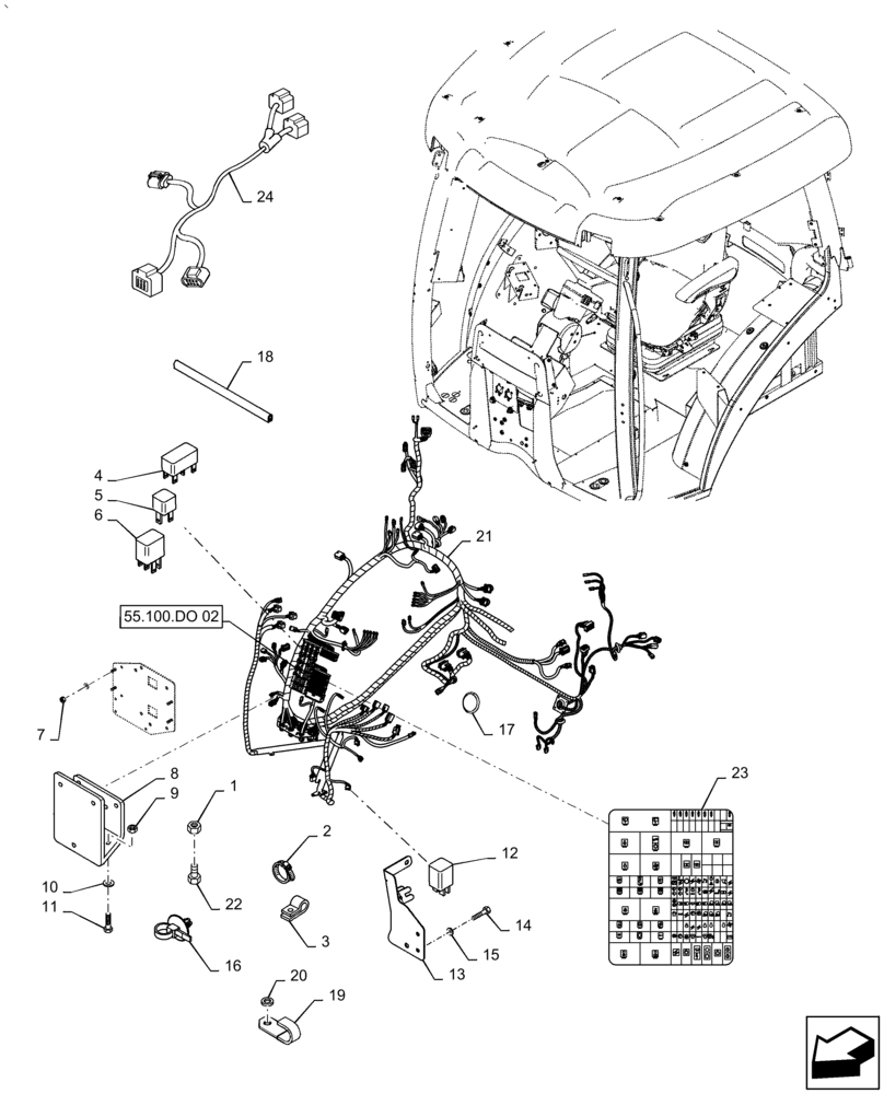 Схема запчастей Case IH PUMA1854 - (55.510.AF[01]) - CAB CABLE AND RELATIVE PARTS (55) - ELECTRICAL SYSTEMS