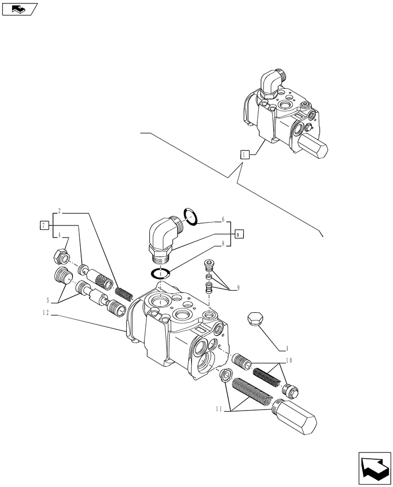 Схема запчастей Case IH PUMA 185 - (35.100.01[07]) - PRIORITY VALVE AND PIPES - BREAKDOWN (35) - HYDRAULIC SYSTEMS