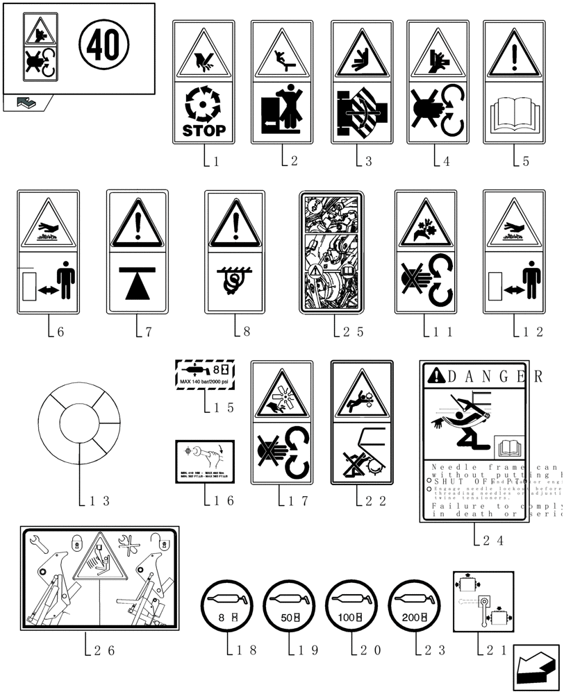 Схема запчастей Case IH LBX332R - (08.102[01]) - DECALS (08) - SHEET METAL/DECALS