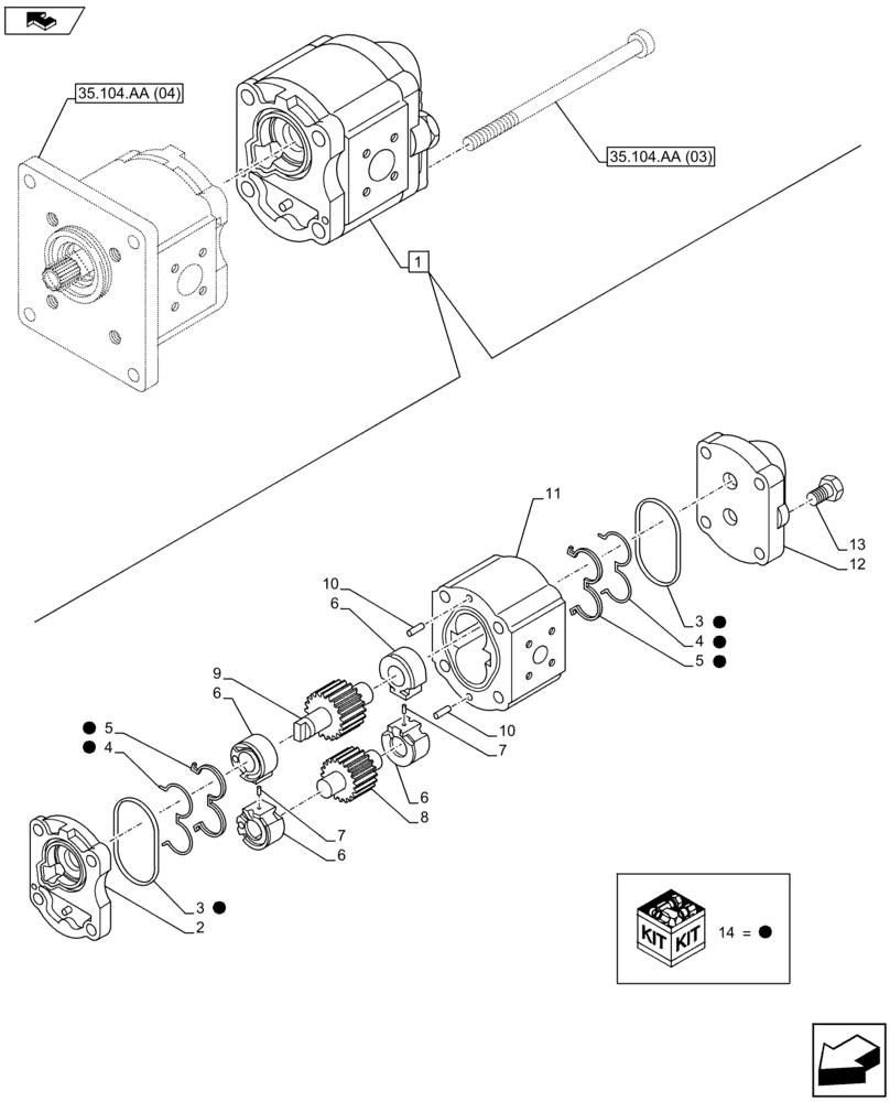 Схема запчастей Case IH FARMALL 105C - (41.206.AA) - VAR - 743524 - POWER STEERING PUMP (14CC) (41) - STEERING