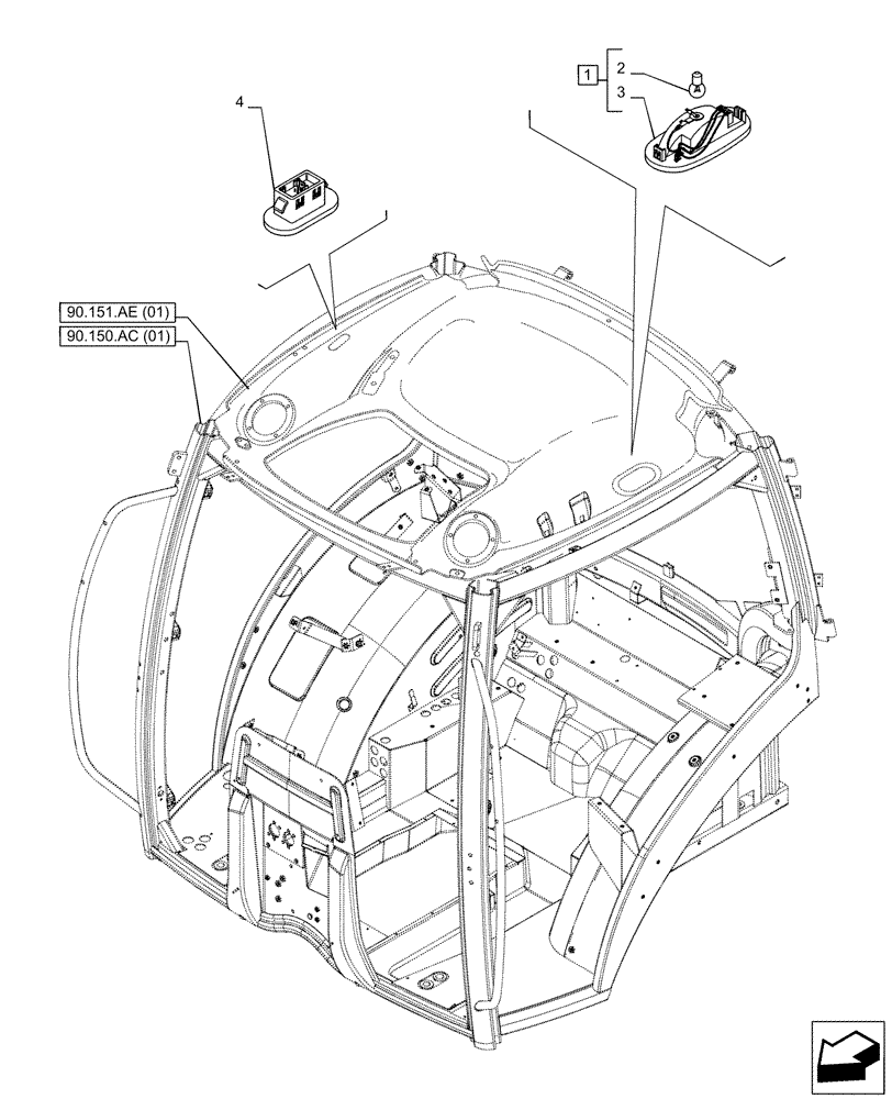 Схема запчастей Case IH PUMA 220 - (55.514.AA[04]) - VAR - 391205, 758181, 758182, 758183, 758338, 758339, 758340, 758341 - INTERIOR LIGHT, CAB (55) - ELECTRICAL SYSTEMS