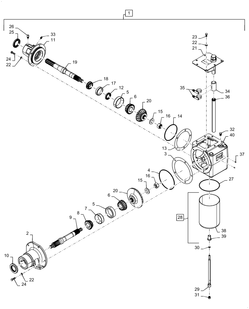 Схема запчастей Case IH 5140 - (60.150.AE[01]) - FEEDER DRIVE GEARBOX, STANDARD (60) - PRODUCT FEEDING