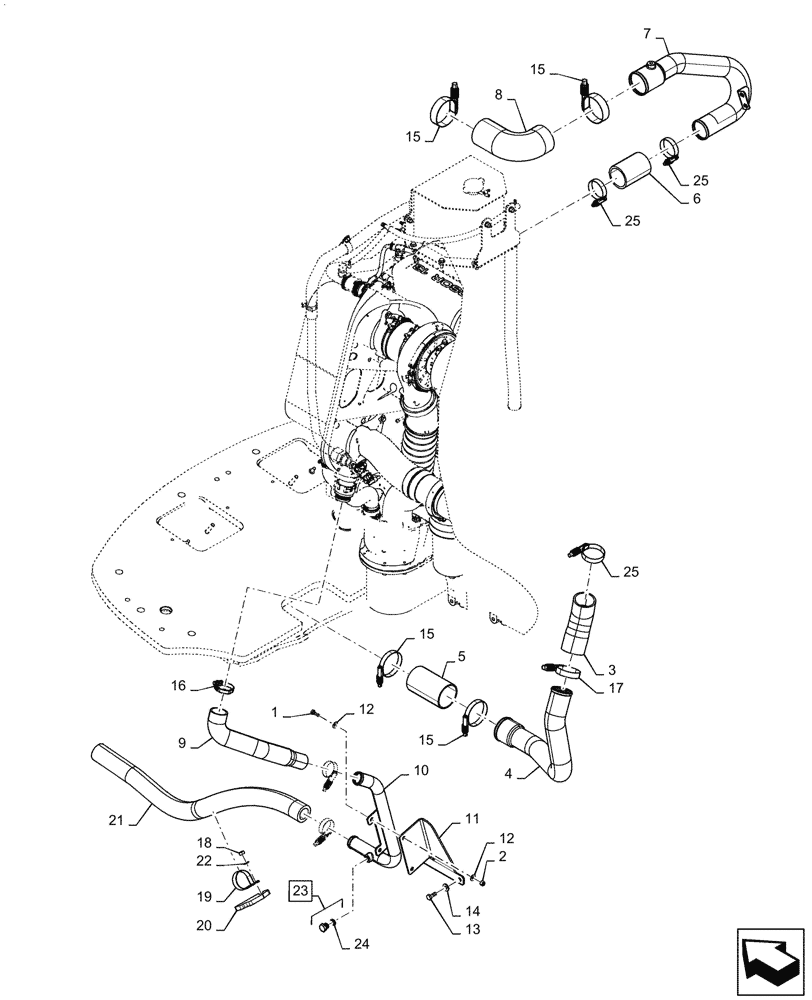 Схема запчастей Case IH QUADTRAC 620 - (10.400.AY[02]) - RADIATOR & HOSE, LEFT SIDE, 540, 580, 620, BSN ZFF304355 (10) - ENGINE