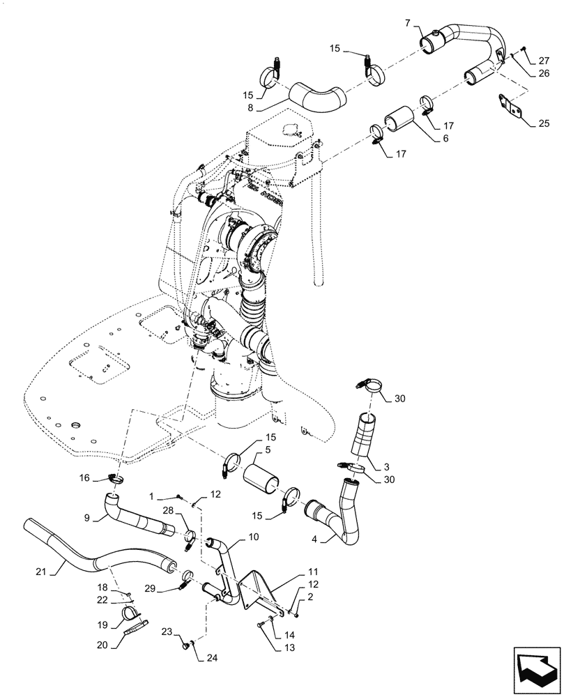 Схема запчастей Case IH QUADTRAC 540 - (10.400.AY[03]) - RADIATOR & HOSE, LEFT SIDE, 540, 580, 620, ASN ZFF304356 (10) - ENGINE