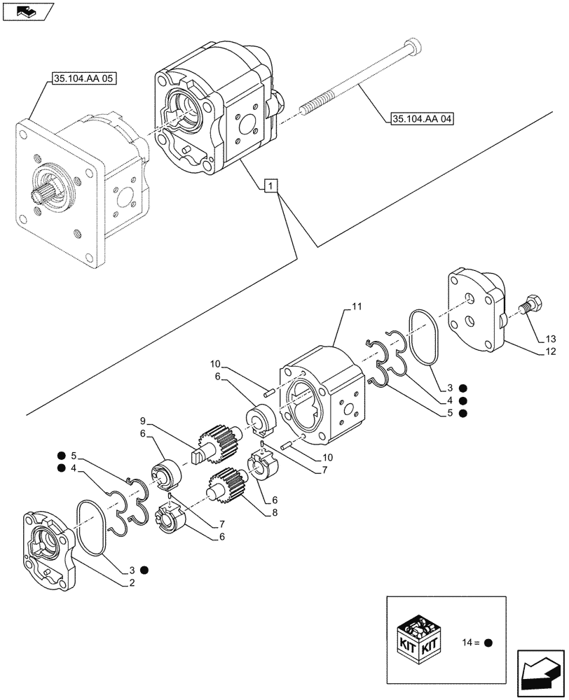 Схема запчастей Case IH FARMALL 105U - (41.206.AA) - STD + VAR - 743911 - POWER STEERING PUMP (14CC) (41) - STEERING