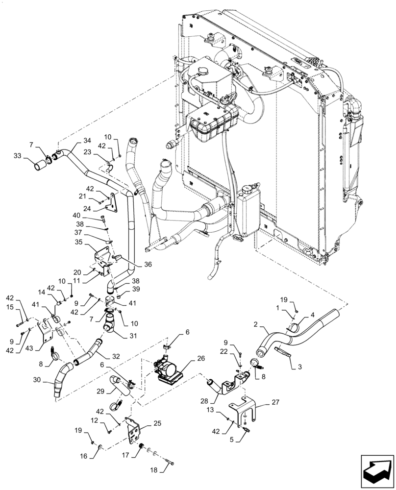 Схема запчастей Case IH STEIGER 580 - (10.400.BB[01]) - RADIATOR & HOSE, RIGHT SIDE, 540, 580, 620, BSN ZEF303237 (10) - ENGINE