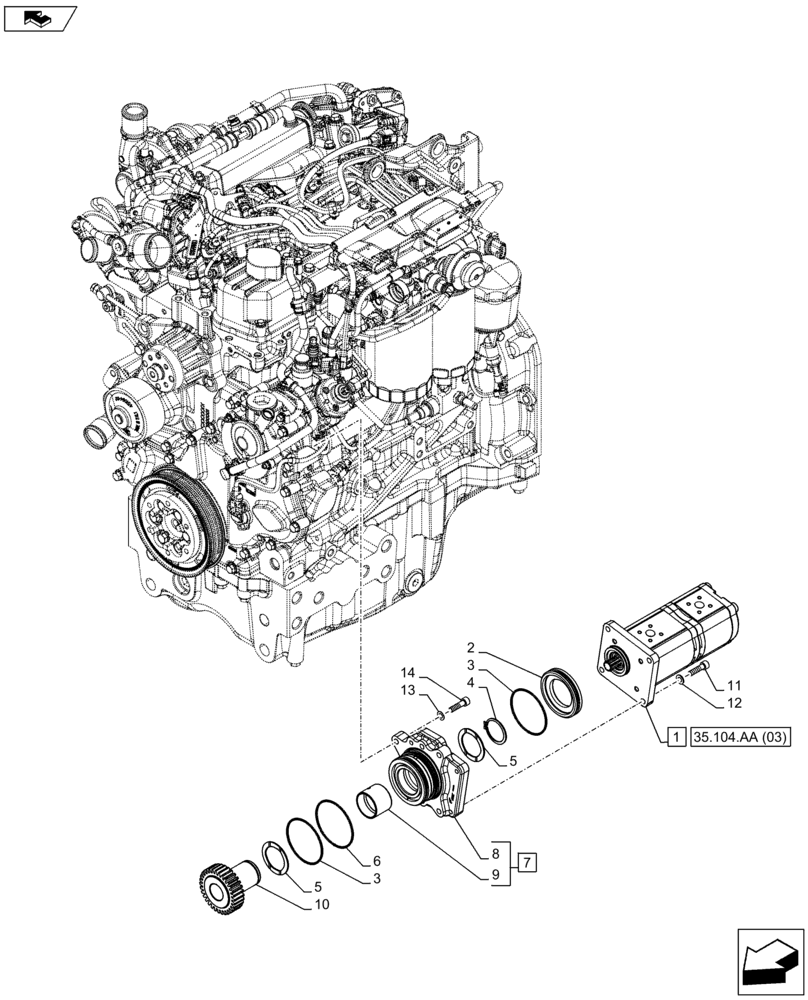 Схема запчастей Case IH FARMALL 95C - (35.104.AA[02]) - VAR - 743524 - HYDRAULIC PUMP (35) - HYDRAULIC SYSTEMS