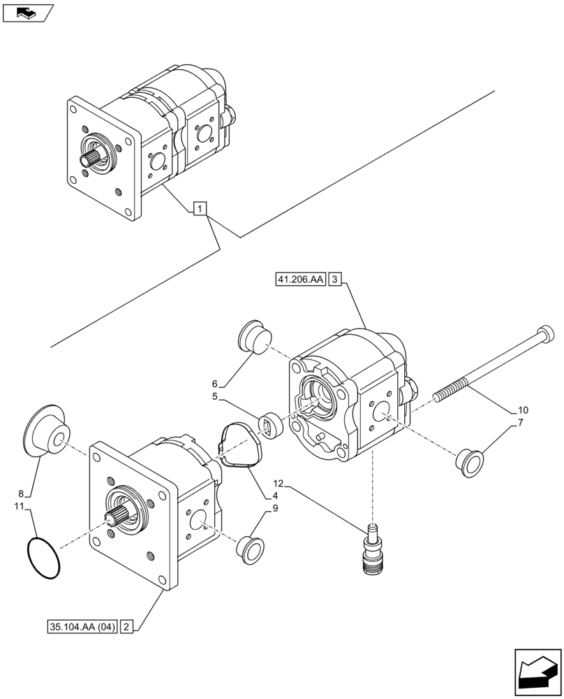 Схема запчастей Case IH FARMALL 105C - (35.104.AA[03]) - VAR - 743524 - HYDRAULIC PUMP, COMPONENTS (25CC/14CC) (35) - HYDRAULIC SYSTEMS