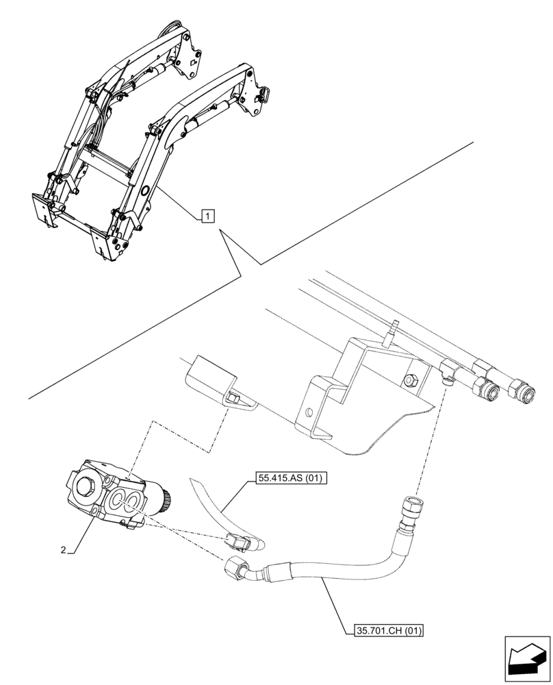 Схема запчастей Case IH FARMALL 95C - (35.701.CE[01]) - VAR - 336731, 336733, 336741, 336743 - LOADER BUCKET, VALVE (35) - HYDRAULIC SYSTEMS