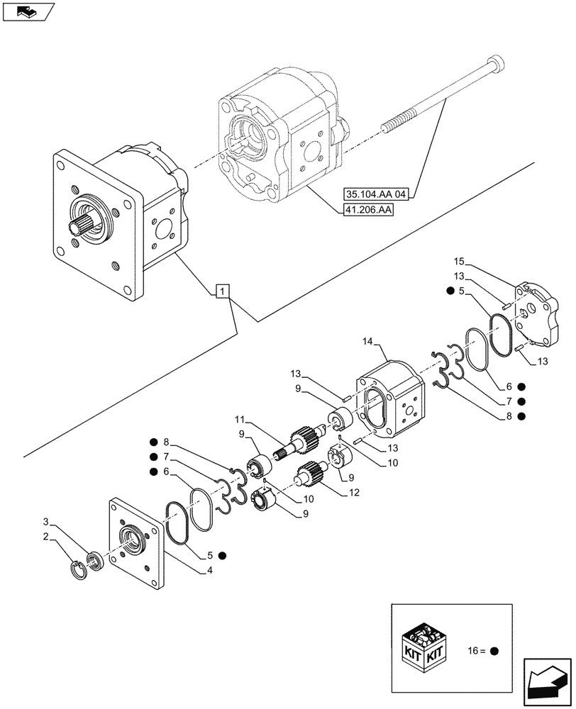 Схема запчастей Case IH FARMALL 105U - (35.104.AA[05]) - STD + VAR - 743911 - REAR LIFT PUMP (25CC), COMPONENTS (35) - HYDRAULIC SYSTEMS