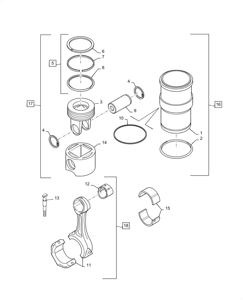 Схема запчастей Case IH MAGNUM 275 - (02-31) - PISTONS AND CONNECTING RODS, 9.0 LITER ENGINE - MAGNUM 275 ASN Z7RZ05009, MX305, 305, AND 335 (02) - ENGINE