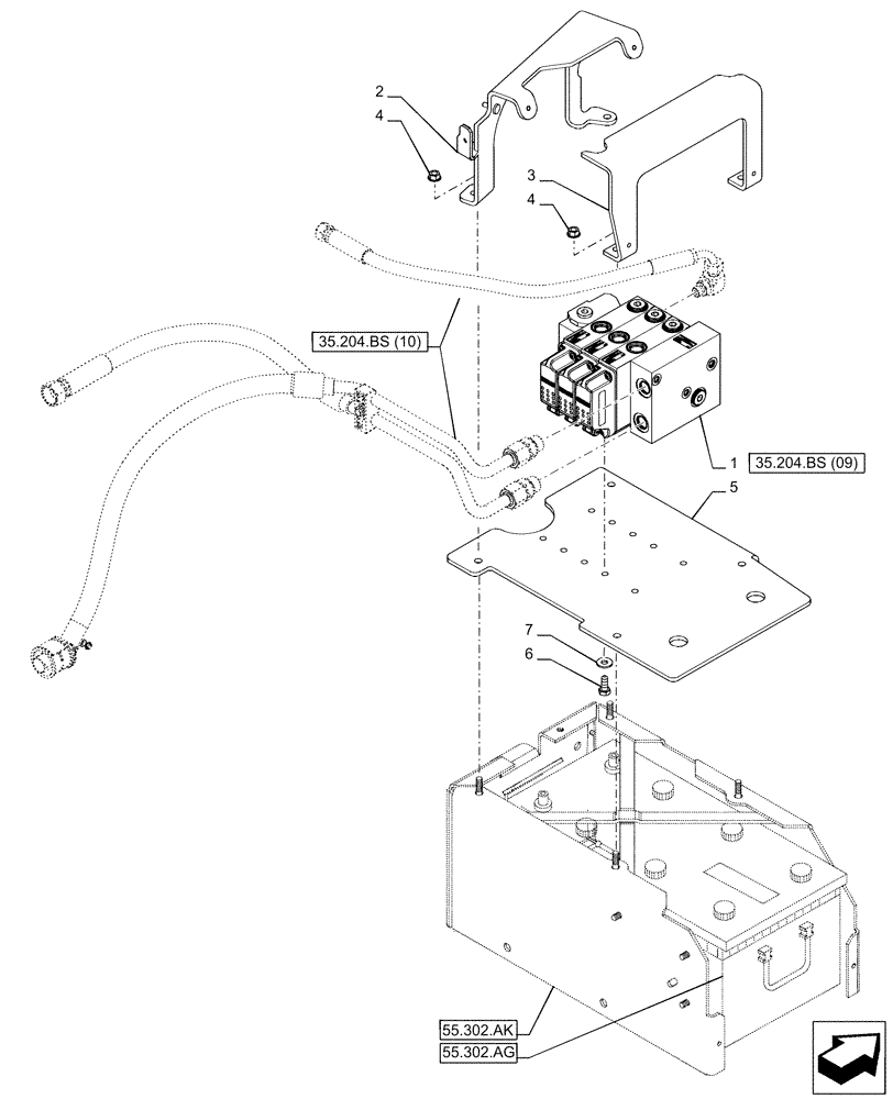 Схема запчастей Case IH PUMA 150 - (35.204.BS[08]) - VAR - 758066 - 3 ELECTRONIC MID MOUNTED VALVES (35) - HYDRAULIC SYSTEMS