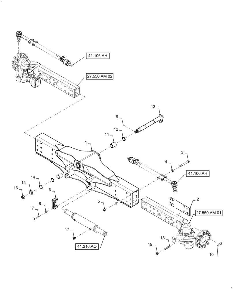 Схема запчастей Case IH 6140 - (27.550.AJ[01]) - REAR AXLE ASSY, STANDARD (27) - REAR AXLE SYSTEM