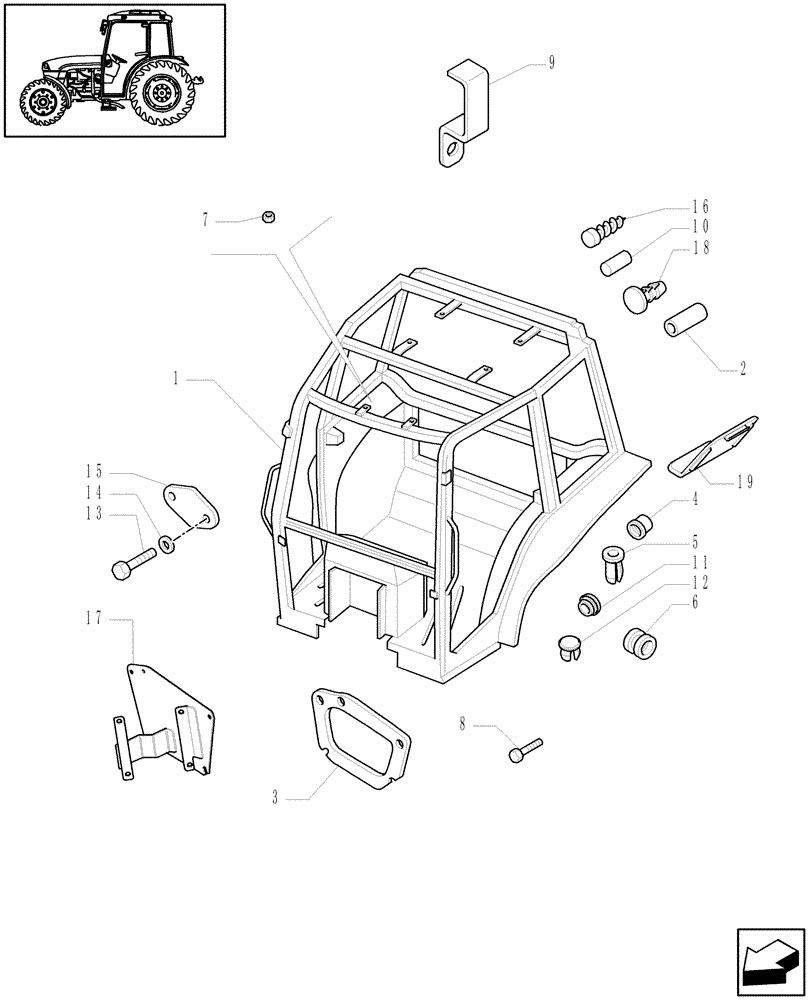 Схема запчастей Case IH JX1095C - (1.92.90/01) - (VAR.640) HINGED WINDSHIELD - CAB FRAME (10) - OPERATORS PLATFORM/CAB