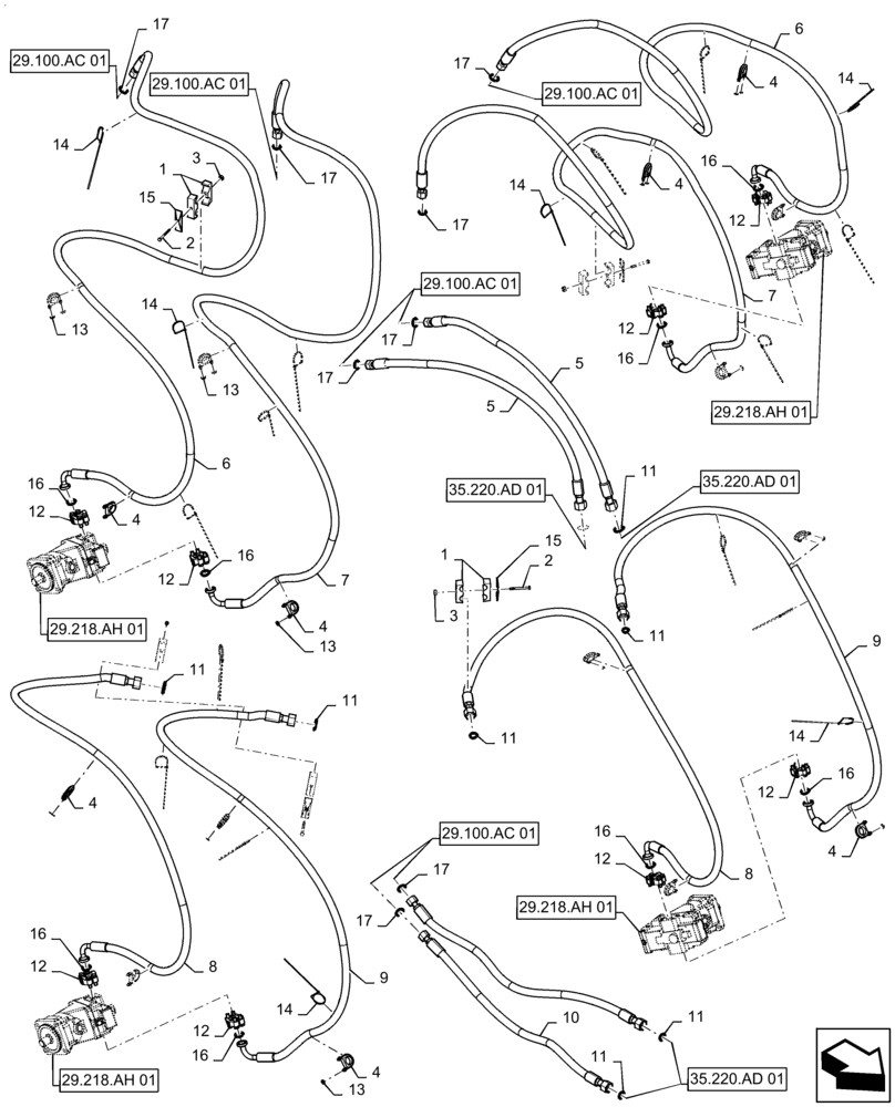 Схема запчастей Case IH PATRIOT 3240 - (29.218.AS[01]) - DRIVE LINES (29) - HYDROSTATIC DRIVE