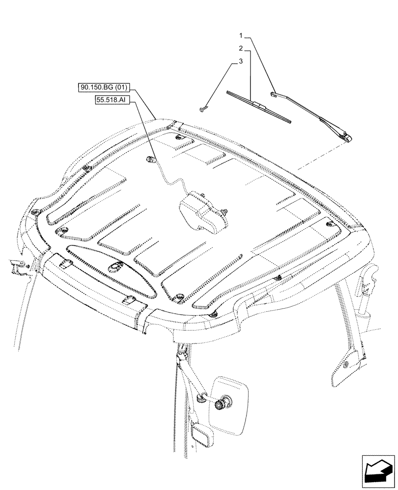 Схема запчастей Case IH PUMA 220 - (55.518.AH) - REAR, WIPER ARM, CAB (55) - ELECTRICAL SYSTEMS