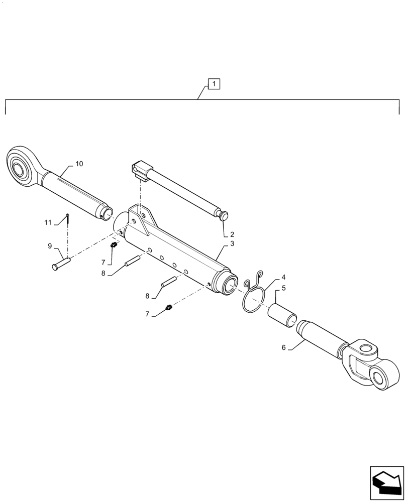 Схема запчастей Case IH MAGNUM 380 - (37.120.AA[07]) - HITCH TOP LINK BALL END, 691MM - 855MM (37) - HITCHES, DRAWBARS & IMPLEMENT COUPLINGS