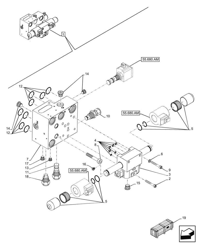 Схема запчастей Case IH MAXXUM 145 - (41.432.AE[03]) - VAR - 743812 - AUTOGUIDANCE, VALVE, COMPONENTS (41) - STEERING