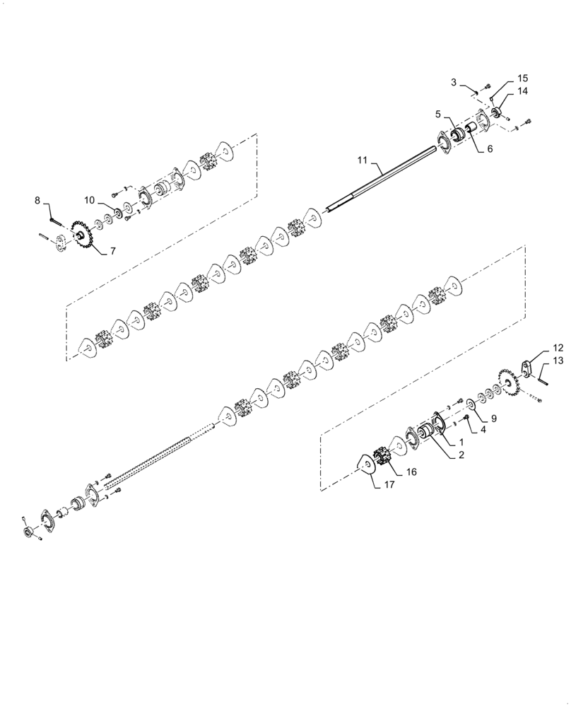 Схема запчастей Case IH 500 - (60.110.AD[07]) - 30FT 7.5IN 4 SECT COARSE ROLLER (60) - PRODUCT FEEDING