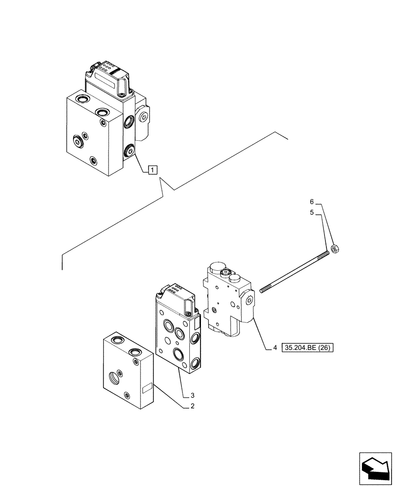 Схема запчастей Case IH PUMA 150 - (35.204.BS[03]) - VAR - 758064 - 1 ELECTRONIC MID MOUNTED VALVES, COMPONENTS (35) - HYDRAULIC SYSTEMS