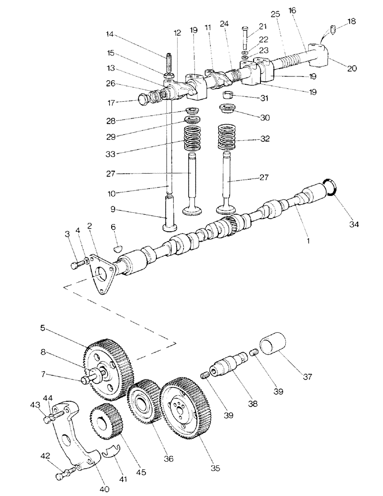 Схема запчастей Case IH 1290 - (A-04) - VALVE MECHANISM AND TIMING GEARS (01) - ENGINE