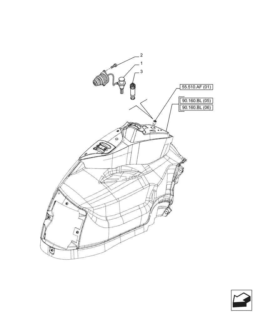 Схема запчастей Case IH PUMA 165 CVT - (55.510.BM[08]) - VAR - 342832, 342833 - RADAR, POWER SOCKET (55) - ELECTRICAL SYSTEMS