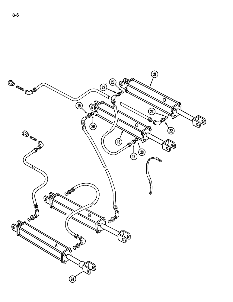 Схема запчастей Case IH 365 - (8-06) - HYDRAULIC CIRCUIT, DEPTH CONTROL, FOLDING FRAME, MACHINES BUILT P.I.N. 10371 AND AFTER (08) - HYDRAULICS