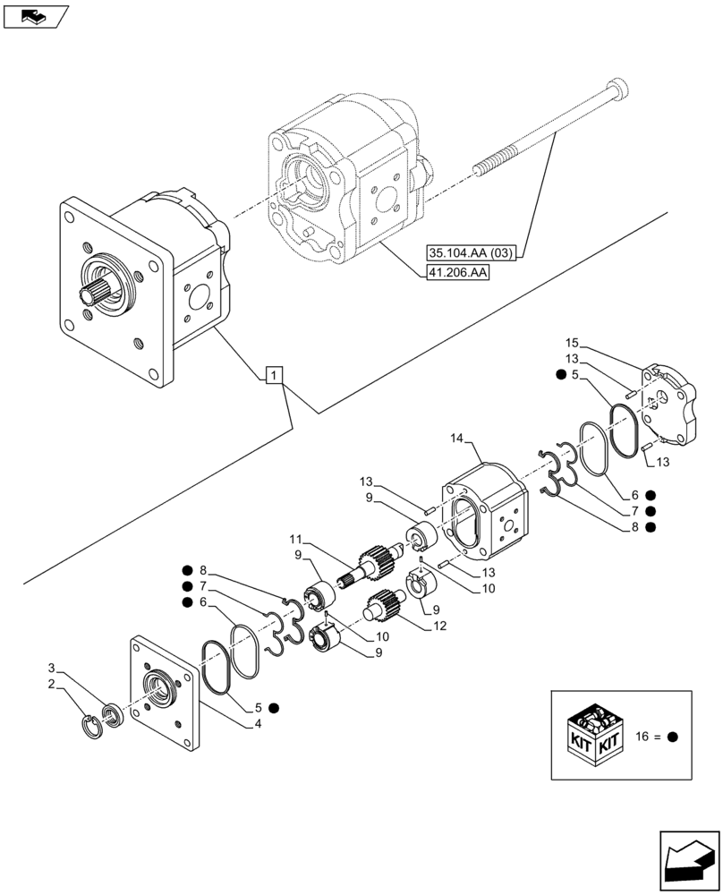 Схема запчастей Case IH FARMALL 85C - (35.104.AA[04]) - VAR - 743524 - REAR LIFT PUMP (25CC) (35) - HYDRAULIC SYSTEMS