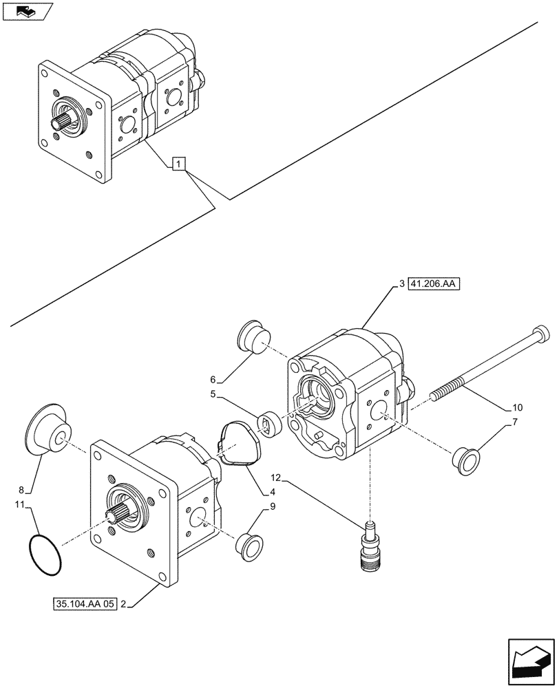 Схема запчастей Case IH FARMALL 105U - (35.104.AA[04]) - STD + VAR - 743911 - HYDRAULIC PUMP (60 L/MIN), COMPONENTS (35) - HYDRAULIC SYSTEMS