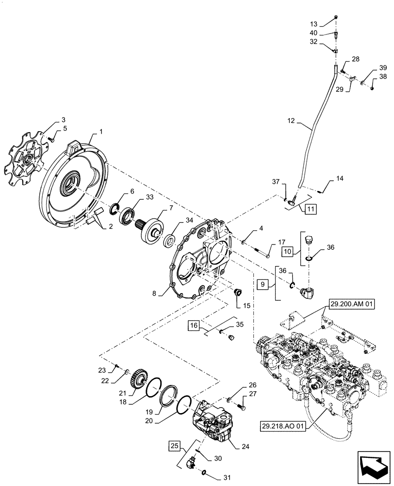 Схема запчастей Case IH PATRIOT 2250 - (29.202.AJ[01]) - HYDROSTATIC PUMP DRIVE, AND PRESSURE COMP PUMP (29) - HYDROSTATIC DRIVE