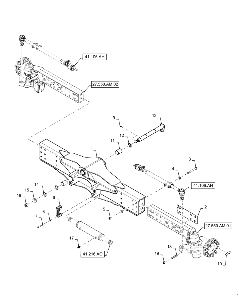 Схема запчастей Case IH 7140 - (27.550.AJ[02]) - REAR AXLE ASSY, STANDARD (27) - REAR AXLE SYSTEM