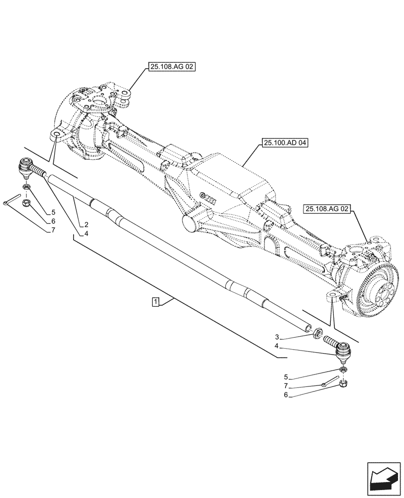 Схема запчастей Case IH FARMALL 140A - (41.106.AD) - VAR - 390509 - FRONT AXLE, STEERING TIE-ROD (41) - STEERING