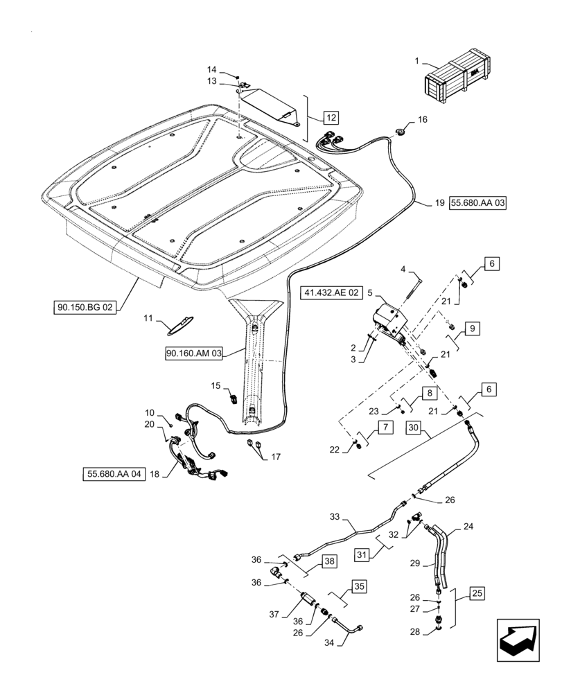 Схема запчастей Case IH MAGNUM 280 - (55.680.AA[07]) - CONVERSION KIT, AUTOGUIDANCE, POWERSHIFT (55) - ELECTRICAL SYSTEMS