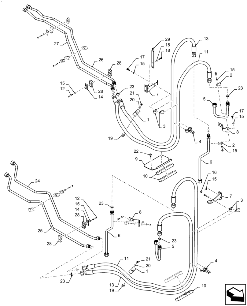 Схема запчастей Case IH QUADTRAC 500 - (35.300.BC[02]) - OIL COOLER LINES (ASN ZEF303633) (35) - HYDRAULIC SYSTEMS