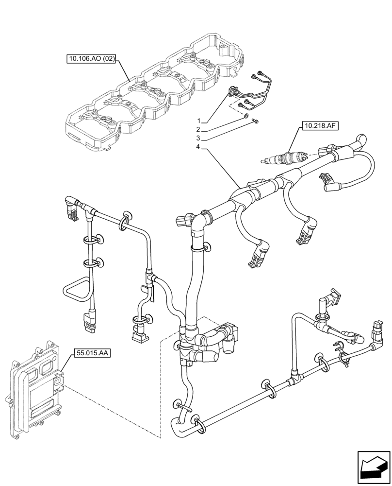 Схема запчастей Case IH F4DFE617L B002 - (55.010.AA) - ENGINE, CABLE (55) - ELECTRICAL SYSTEMS