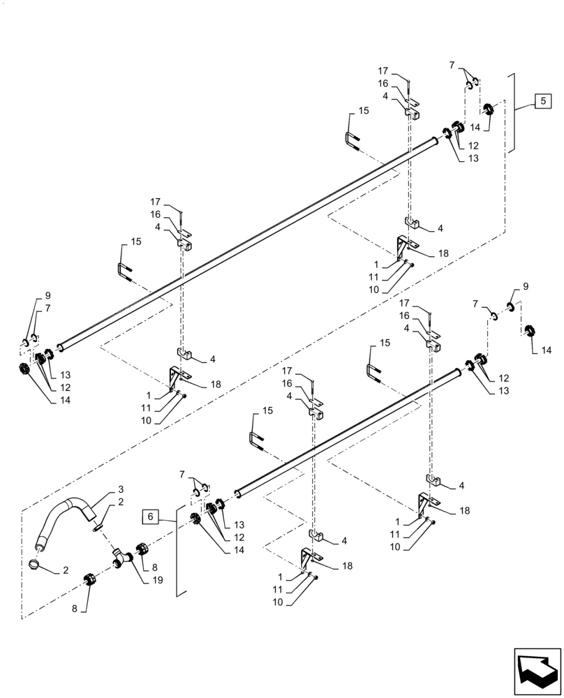 Схема запчастей Case IH PATRIOT 4440 - (78.110.AE[27]) - SPRAYBAR, 120, 7 SECTION, 20"/30" SPACING, LH MID BOOM, BSN YGT044001 (78) - SPRAYING