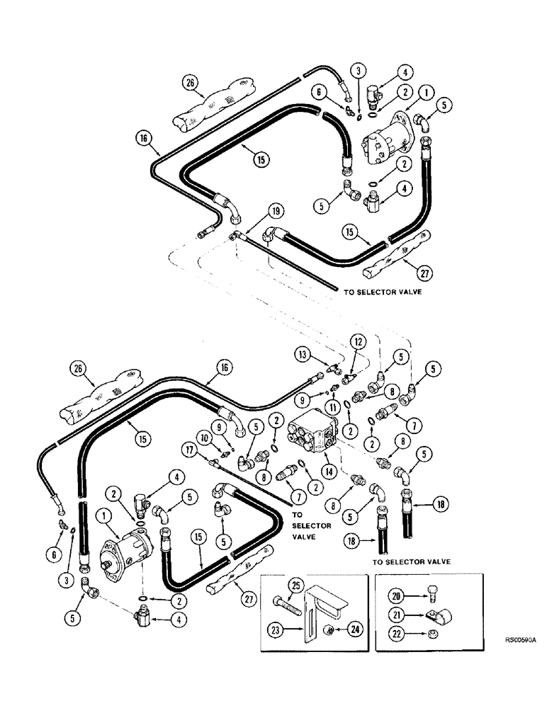 Схема запчастей Case IH 1680 - (5-28) - DRIVE MOTOR HYDRAULIC SYSTEM, POWER GUIDE AXLE, PRIOR TO P.I.N. JJC0044001 (04) - STEERING