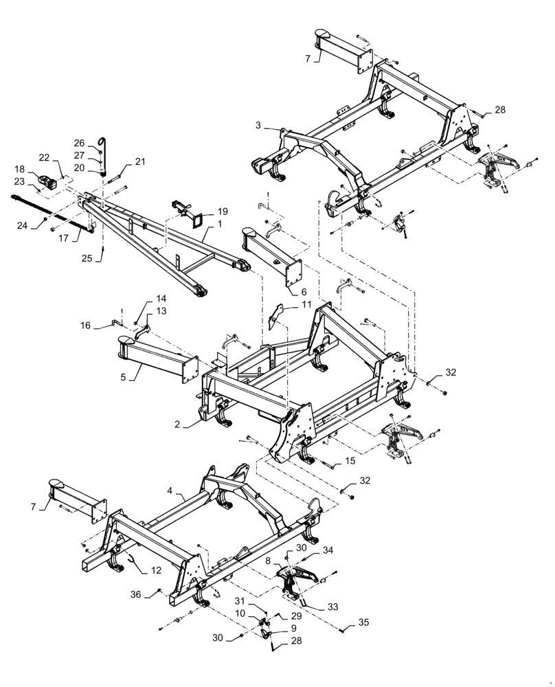 Схема запчастей Case IH 500 - (39.100.AB[03-3]) - MAIN FRAME 30 FOOT (39) - FRAMES AND BALLASTING