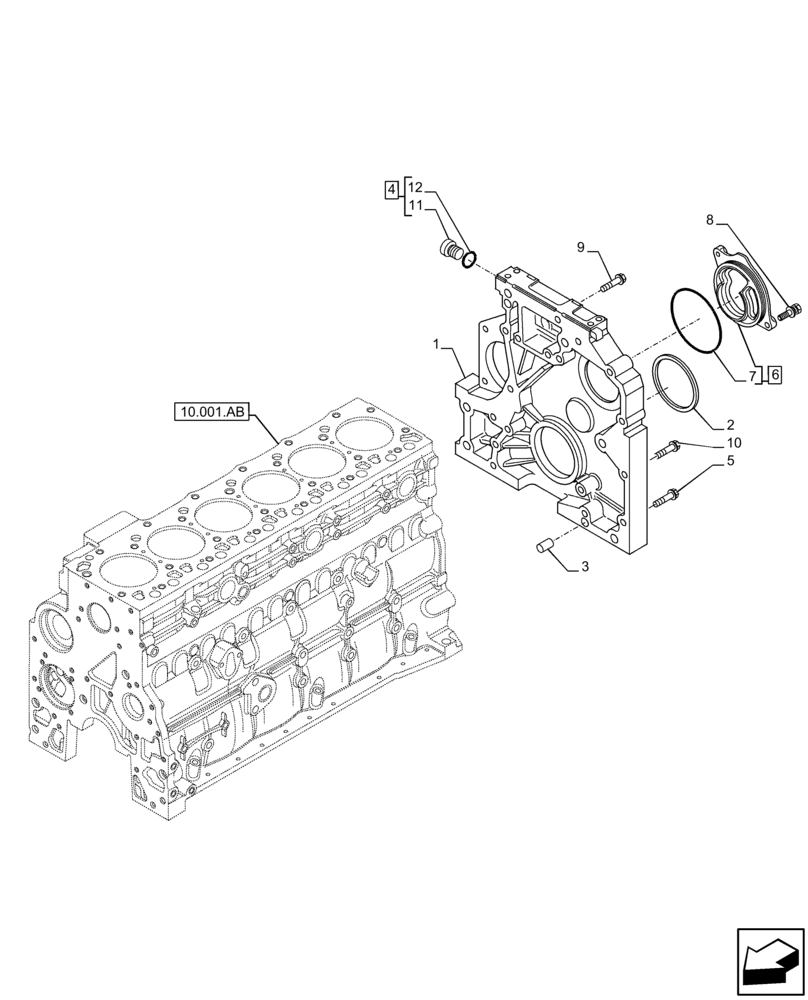 Схема запчастей Case IH F4DFE617L B002 - (10.103.AK) - FLYWHEEL & HOUSING (10) - ENGINE