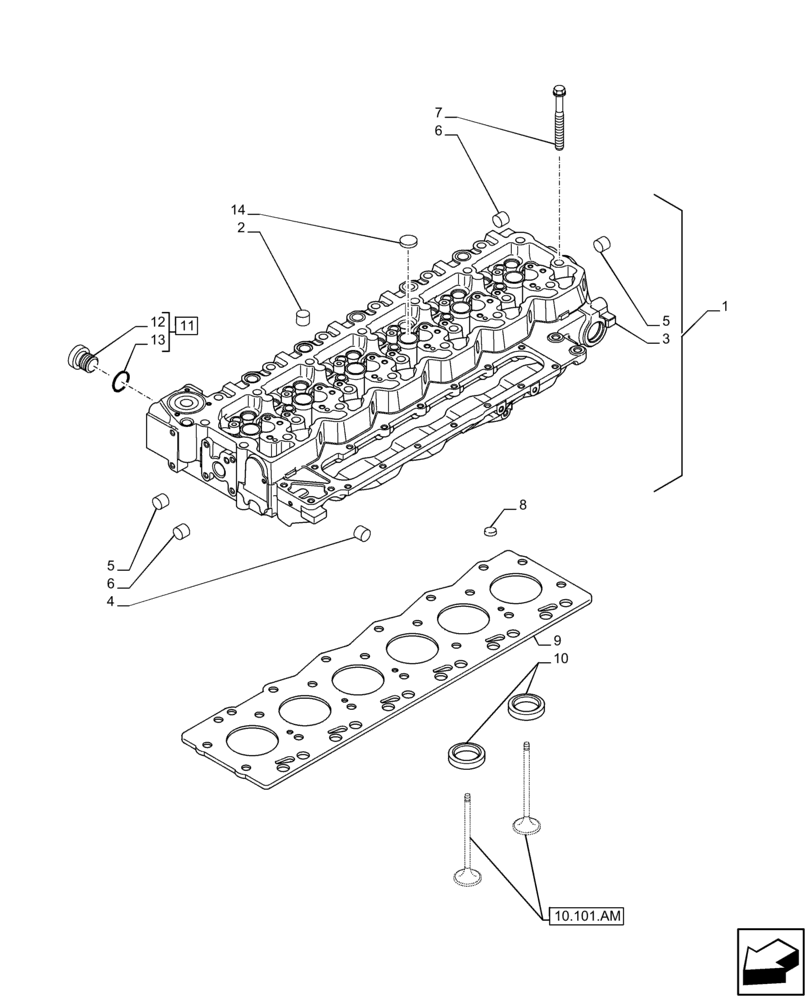 Схема запчастей Case IH F4DFE617L B002 - (10.101.AA) - CYLINDER HEAD (10) - ENGINE