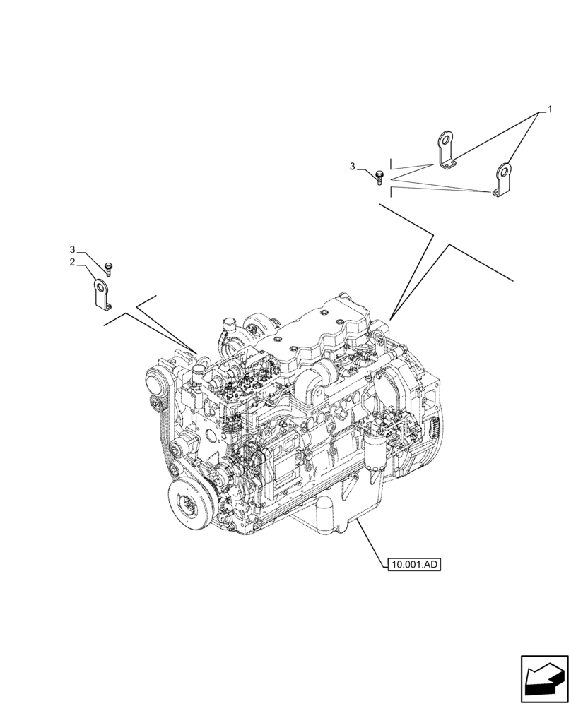 Схема запчастей Case IH F4DFE617L B002 - (10.001.AK) - ENGINE SUPPORT AND MOUNTS (10) - ENGINE