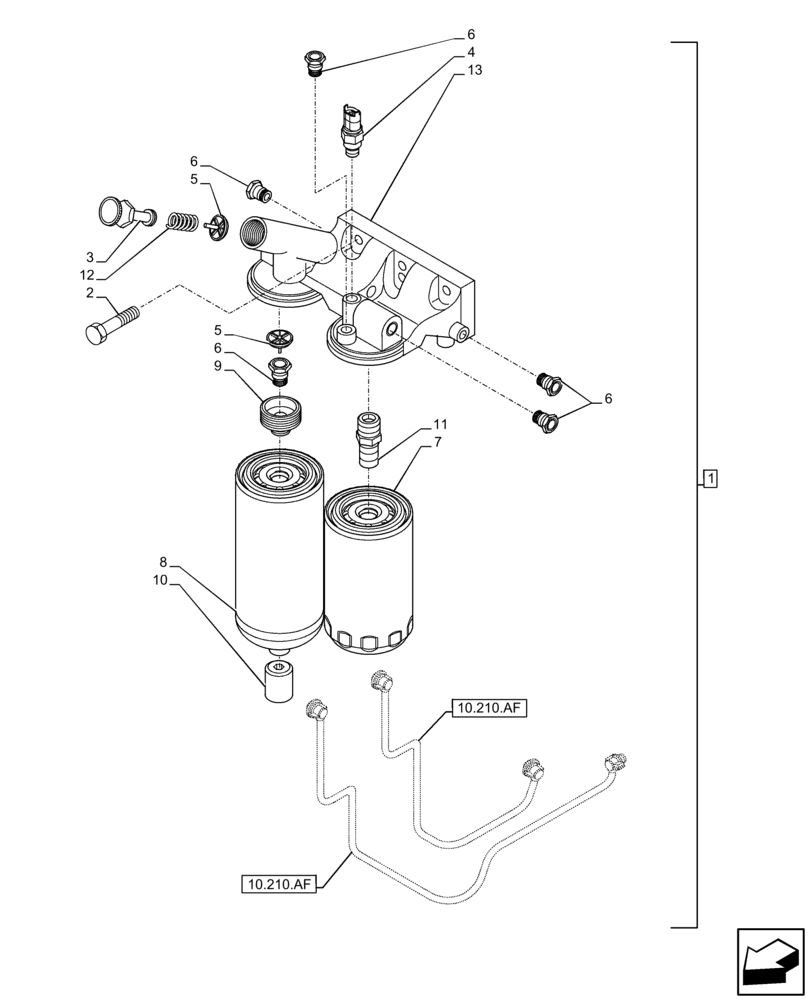 Схема запчастей Case IH F4DFE617L B002 - (10.206.AG) - FUEL FILTER (10) - ENGINE