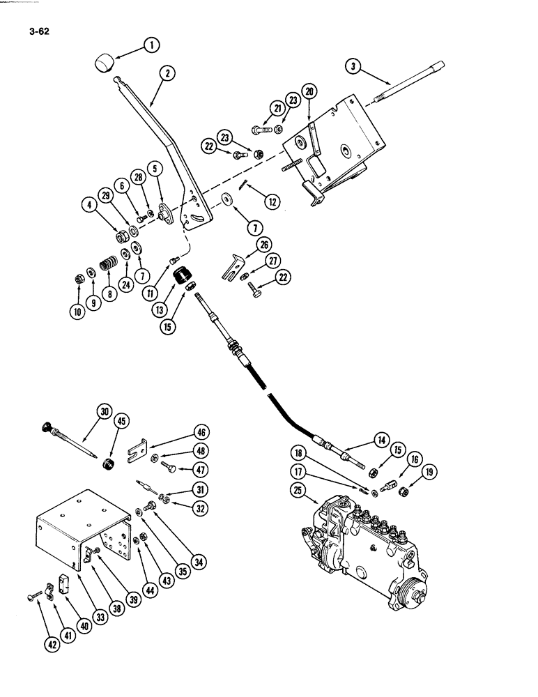 Схема запчастей Case IH 4494 - (3-062) - THROTTLE LINKAGE 504BDT DIESEL ENGINE (03) - FUEL SYSTEM