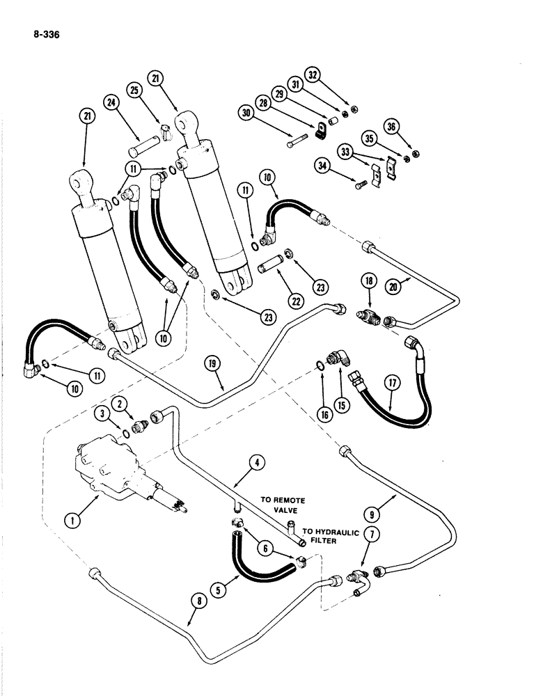 Схема запчастей Case IH 4894 - (8-336) - HITCH CONTROL CIRCUIT PRIOR TO P.I.N. 8865502 (08) - HYDRAULICS