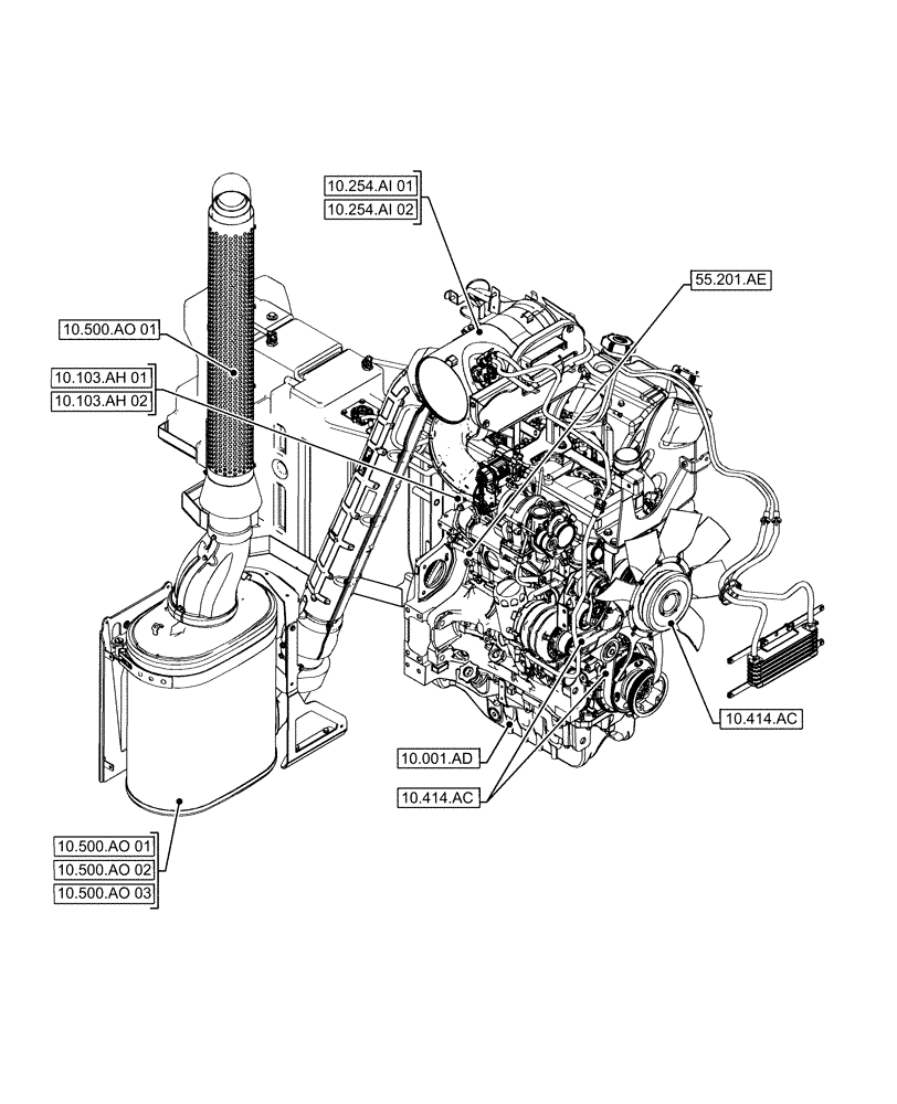Схема запчастей Case IH FARMALL 110A - (00.000.10[01]) - PICTORIAL INDEX - ENGINE (00) - GENERAL & PICTORIAL INDEX