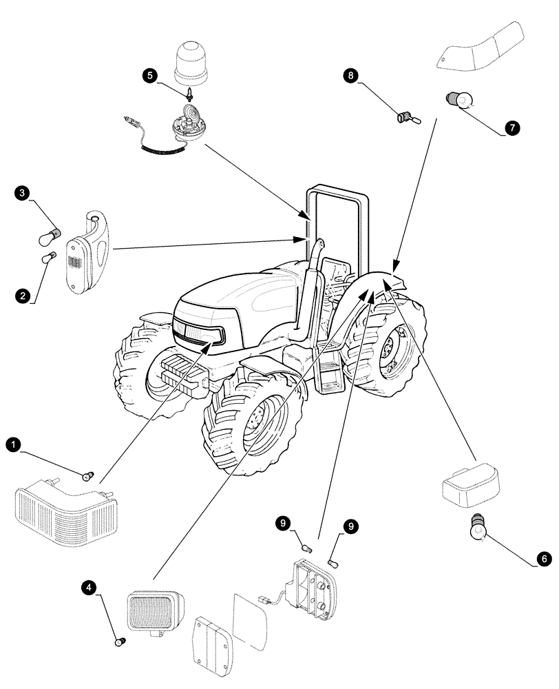 Схема запчастей Case IH MXU110 - (0.05.4[04]) - MAINTENANCE PARTS - BULBS (00) - GENERAL