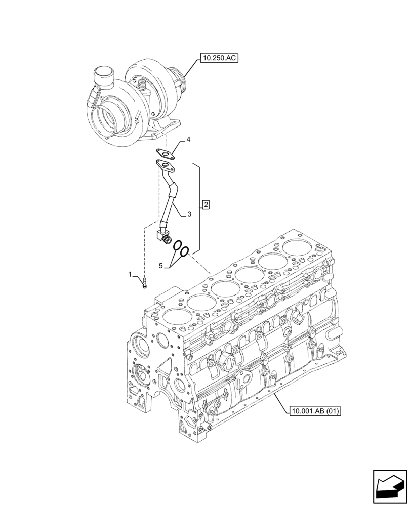 Схема запчастей Case IH F4DFE617L B002 - (10.250.AE) - TURBOCHARGER, RETURN, LINE (10) - ENGINE