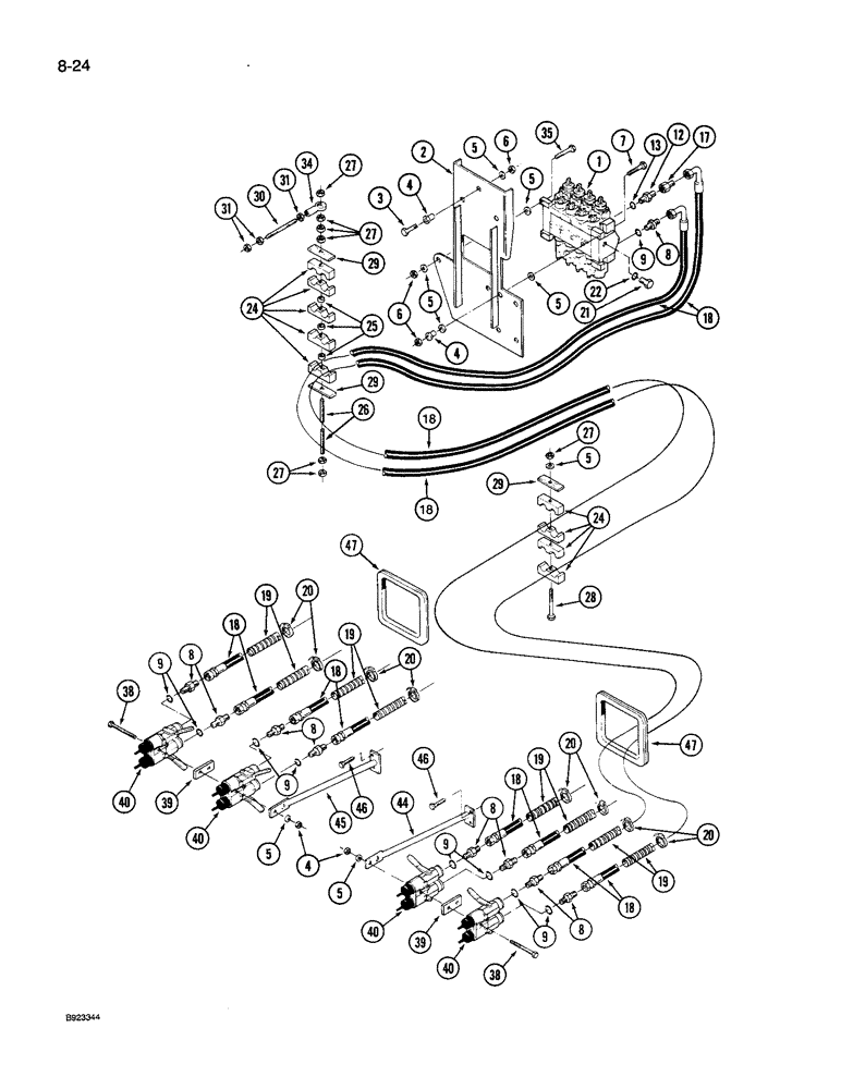 Схема запчастей Case IH 9260 - (8-024) - HYDRAULIC COUPLERS AND LINES, 9240 AND 9260 TRACTOR (08) - HYDRAULICS