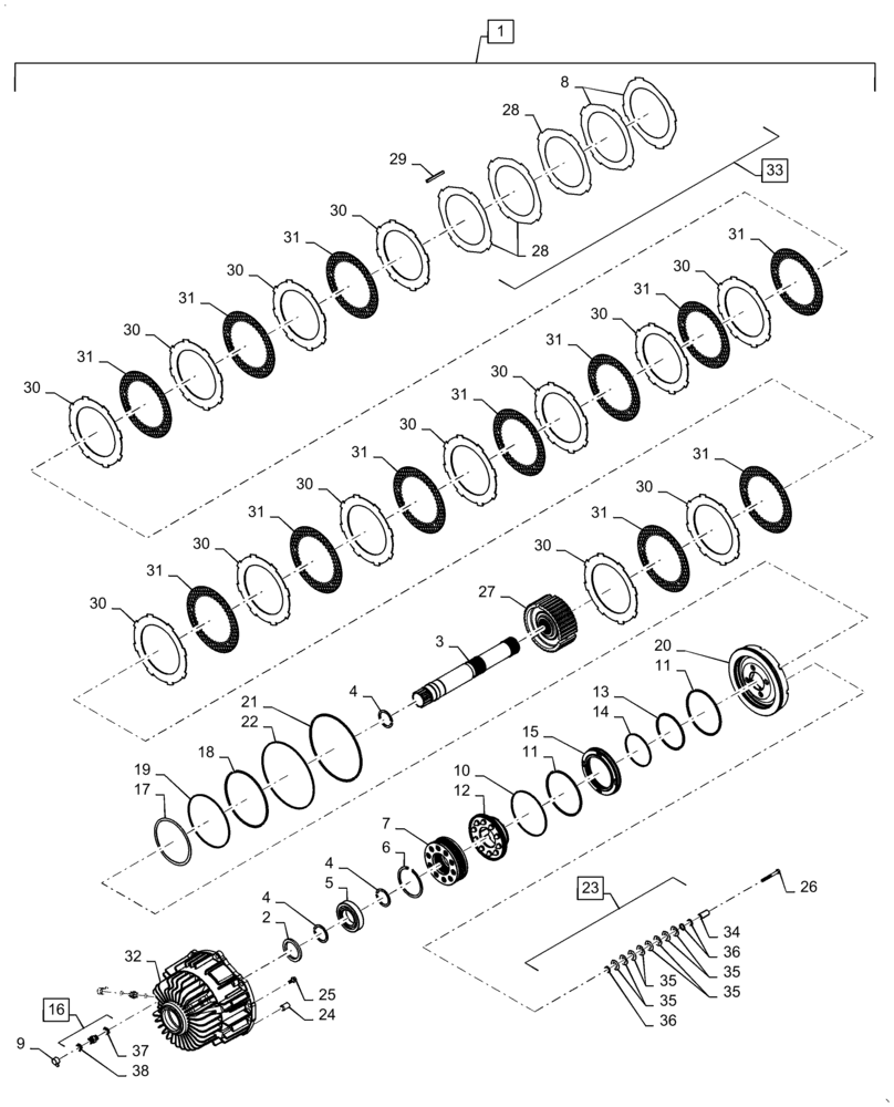 Схема запчастей Case IH 5140 - (33.202.AK) - BRAKE ASSY. (33) - BRAKES & CONTROLS